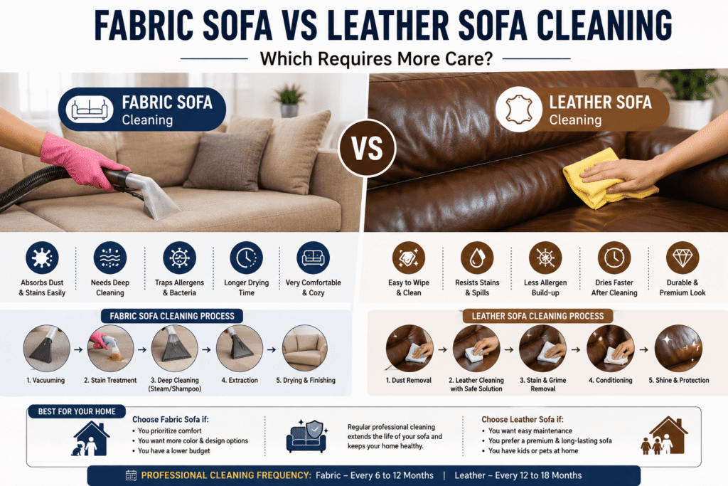Fabric Sofa vs Leather Sofa Cleaning Kathmandu